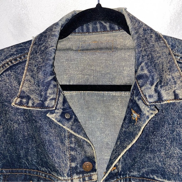 Vintage Levis Denim Trucker Jacket Mens Medium Blue Jean Distressed USA Made - Picture 8 of 16
